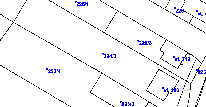 Parcela st. 224/3 v KÚ Žeranovice, Katastrální mapa