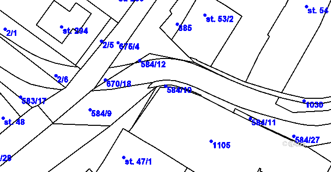 Parcela st. 584/10 v KÚ Žeranovice, Katastrální mapa