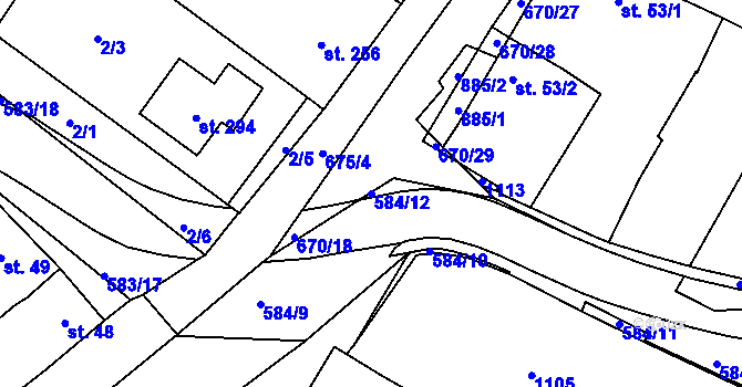 Parcela st. 584/12 v KÚ Žeranovice, Katastrální mapa