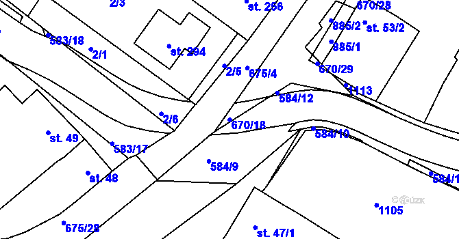 Parcela st. 670/18 v KÚ Žeranovice, Katastrální mapa