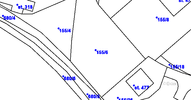 Parcela st. 155/6 v KÚ Žeranovice, Katastrální mapa
