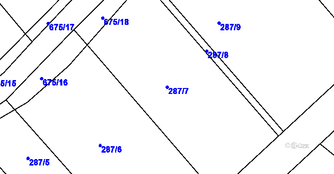 Parcela st. 287/7 v KÚ Žeranovice, Katastrální mapa