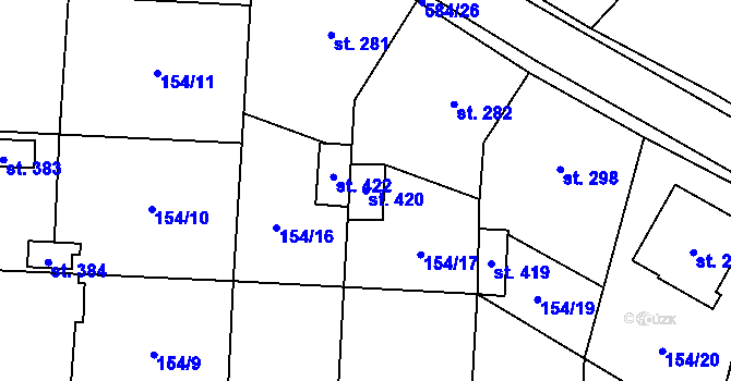 Parcela st. 420 v KÚ Žeranovice, Katastrální mapa