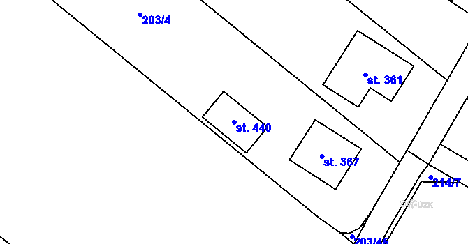 Parcela st. 440 v KÚ Žeranovice, Katastrální mapa