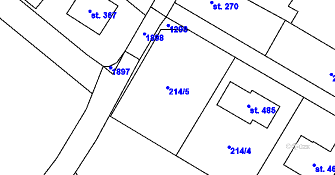 Parcela st. 214/5 v KÚ Žeranovice, Katastrální mapa