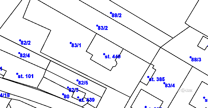 Parcela st. 449 v KÚ Žeranovice, Katastrální mapa