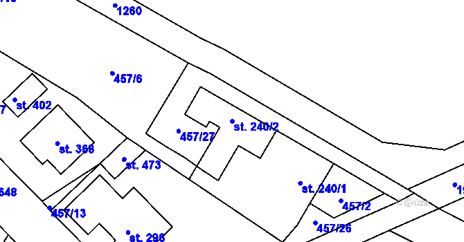 Parcela st. 240/2 v KÚ Žeranovice, Katastrální mapa