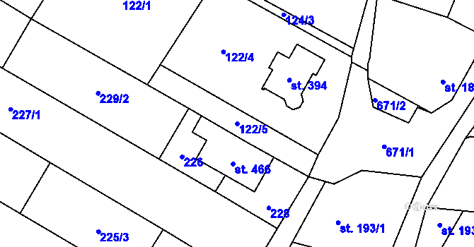 Parcela st. 122/5 v KÚ Žeranovice, Katastrální mapa