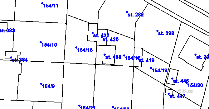 Parcela st. 498 v KÚ Žeranovice, Katastrální mapa