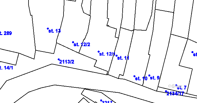 Parcela st. 12/1 v KÚ Žeravice u Kyjova, Katastrální mapa