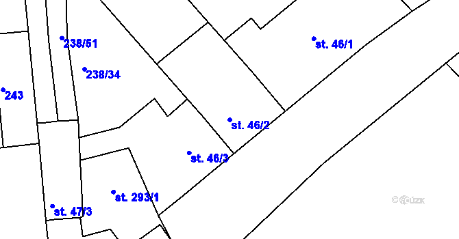 Parcela st. 46/2 v KÚ Žeravice u Kyjova, Katastrální mapa