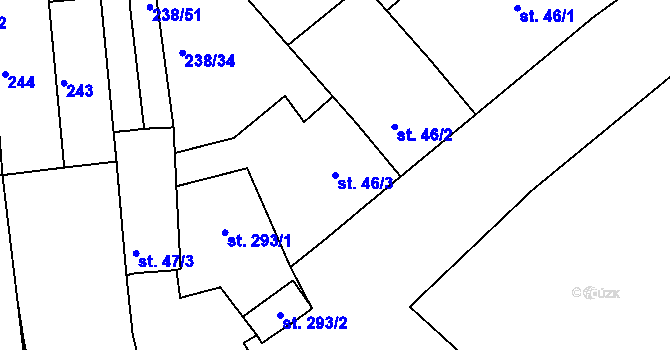 Parcela st. 46/3 v KÚ Žeravice u Kyjova, Katastrální mapa