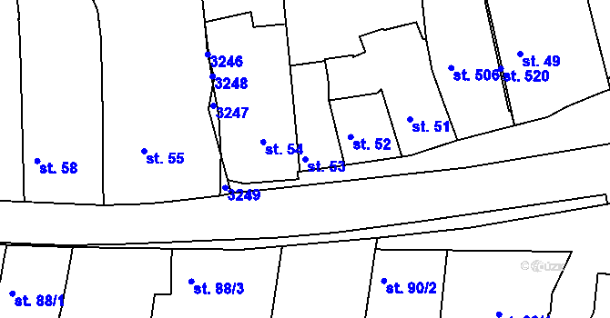 Parcela st. 53 v KÚ Žeravice u Kyjova, Katastrální mapa