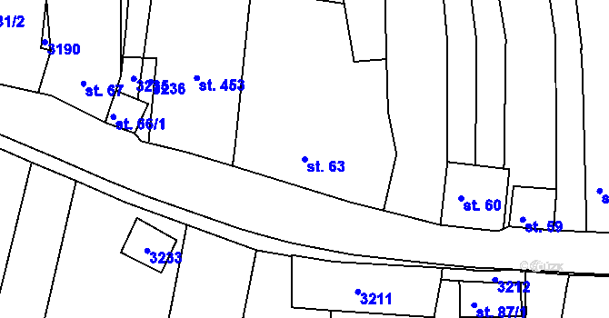 Parcela st. 63 v KÚ Žeravice u Kyjova, Katastrální mapa