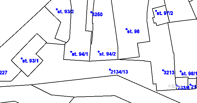 Parcela st. 94/2 v KÚ Žeravice u Kyjova, Katastrální mapa