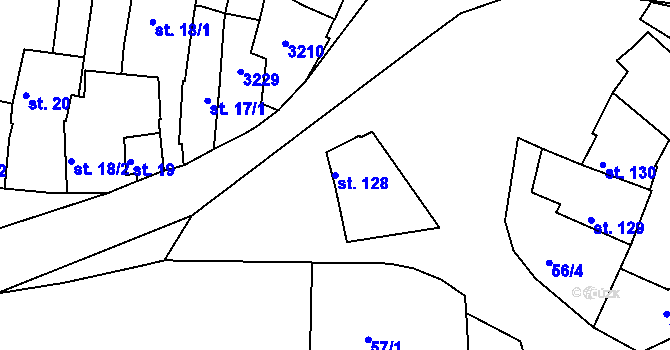 Parcela st. 128 v KÚ Žeravice u Kyjova, Katastrální mapa