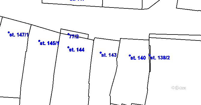 Parcela st. 143 v KÚ Žeravice u Kyjova, Katastrální mapa