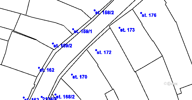 Parcela st. 172 v KÚ Žeravice u Kyjova, Katastrální mapa