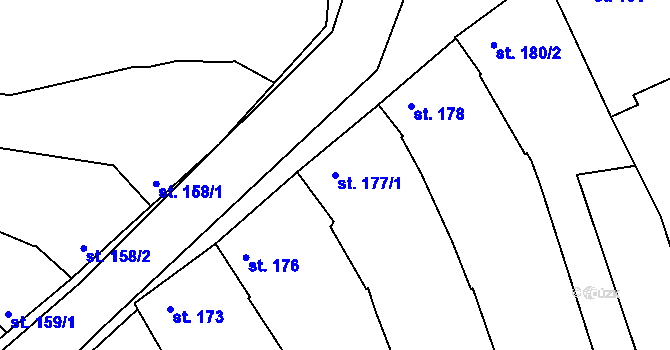 Parcela st. 177/1 v KÚ Žeravice u Kyjova, Katastrální mapa