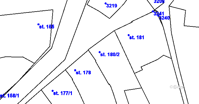 Parcela st. 180/2 v KÚ Žeravice u Kyjova, Katastrální mapa