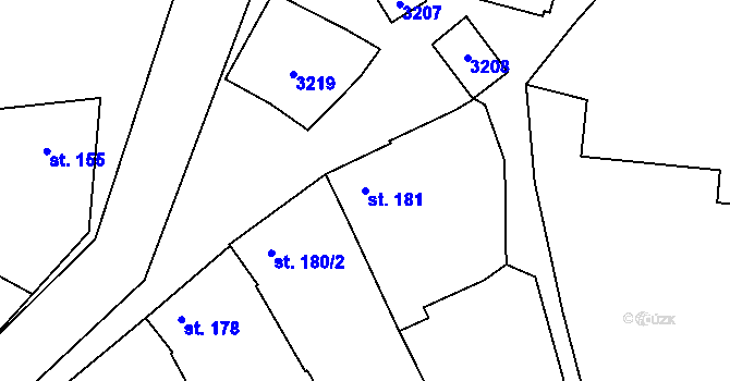 Parcela st. 181 v KÚ Žeravice u Kyjova, Katastrální mapa