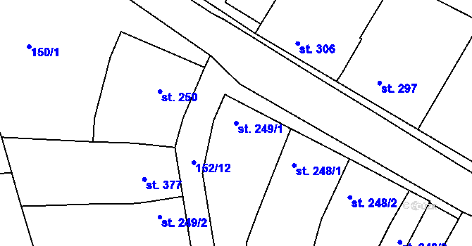 Parcela st. 249/1 v KÚ Žeravice u Kyjova, Katastrální mapa