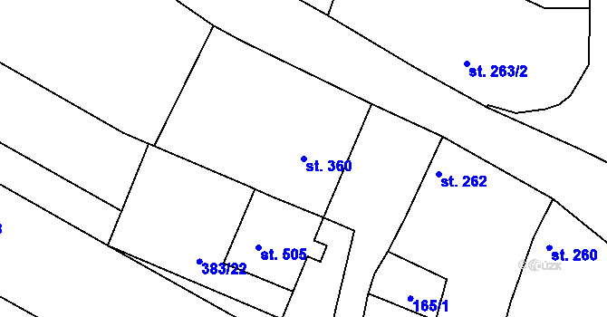 Parcela st. 360 v KÚ Žeravice u Kyjova, Katastrální mapa
