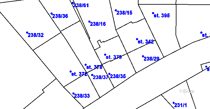 Parcela st. 379 v KÚ Žeravice u Kyjova, Katastrální mapa