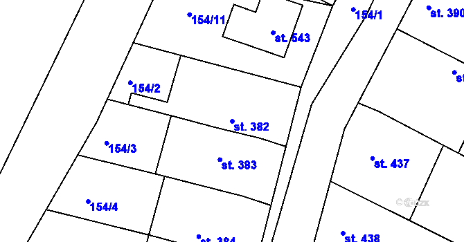 Parcela st. 382 v KÚ Žeravice u Kyjova, Katastrální mapa