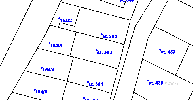 Parcela st. 383 v KÚ Žeravice u Kyjova, Katastrální mapa