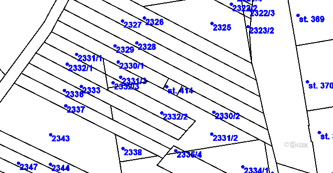 Parcela st. 414 v KÚ Žeravice u Kyjova, Katastrální mapa