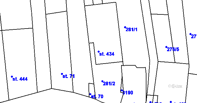 Parcela st. 434 v KÚ Žeravice u Kyjova, Katastrální mapa