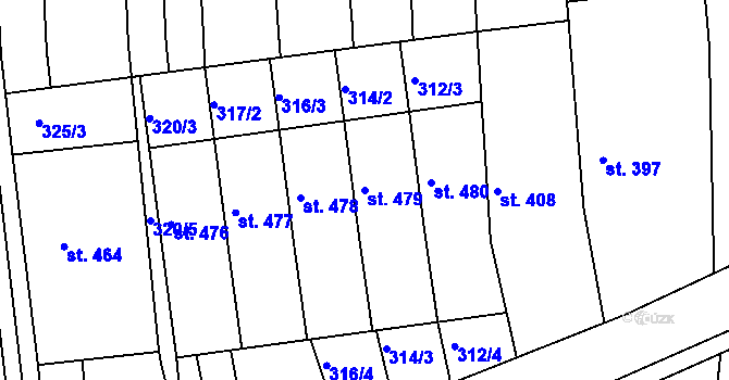Parcela st. 479 v KÚ Žeravice u Kyjova, Katastrální mapa