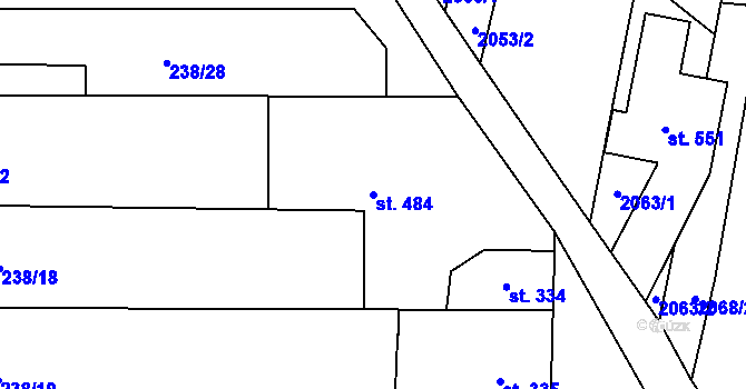 Parcela st. 484 v KÚ Žeravice u Kyjova, Katastrální mapa