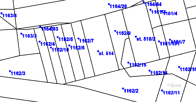 Parcela st. 514 v KÚ Žeravice u Kyjova, Katastrální mapa