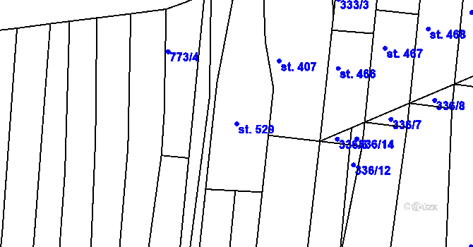 Parcela st. 529 v KÚ Žeravice u Kyjova, Katastrální mapa