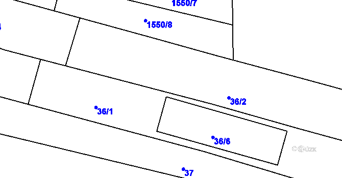 Parcela st. 36/4 v KÚ Žeravice u Kyjova, Katastrální mapa