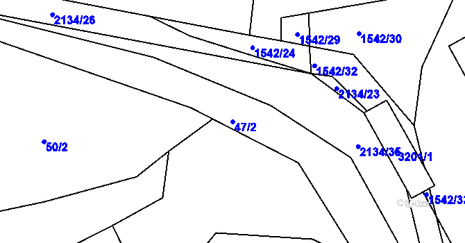 Parcela st. 47/2 v KÚ Žeravice u Kyjova, Katastrální mapa