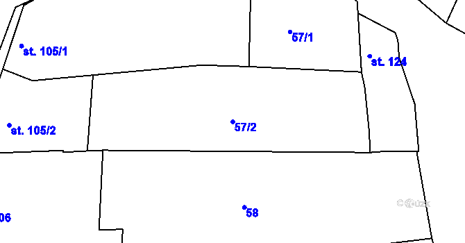 Parcela st. 57/2 v KÚ Žeravice u Kyjova, Katastrální mapa