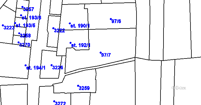 Parcela st. 97/7 v KÚ Žeravice u Kyjova, Katastrální mapa