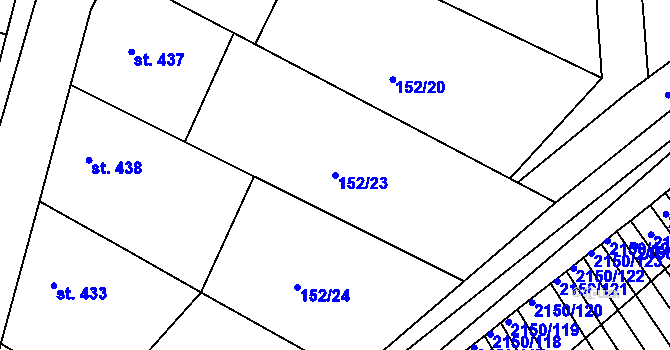 Parcela st. 152/23 v KÚ Žeravice u Kyjova, Katastrální mapa