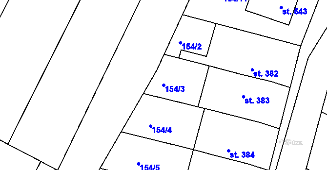 Parcela st. 154/3 v KÚ Žeravice u Kyjova, Katastrální mapa