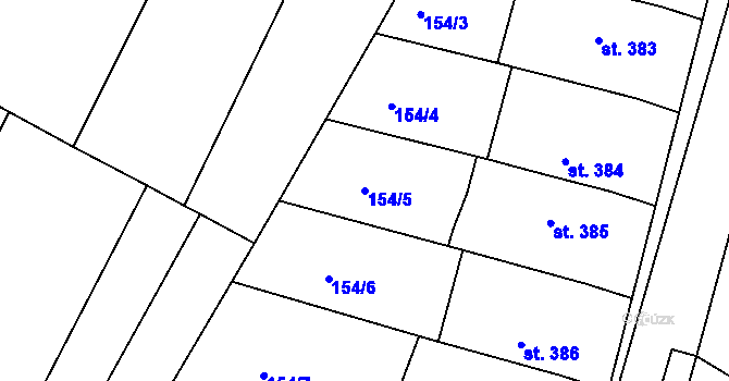 Parcela st. 154/5 v KÚ Žeravice u Kyjova, Katastrální mapa