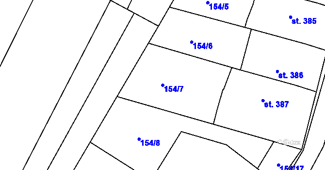 Parcela st. 154/7 v KÚ Žeravice u Kyjova, Katastrální mapa