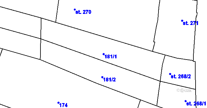 Parcela st. 181/1 v KÚ Žeravice u Kyjova, Katastrální mapa