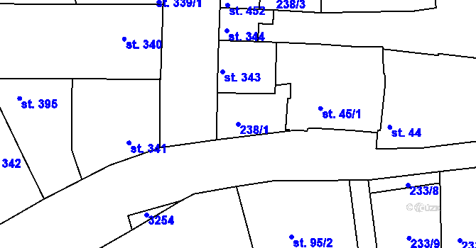 Parcela st. 238/1 v KÚ Žeravice u Kyjova, Katastrální mapa