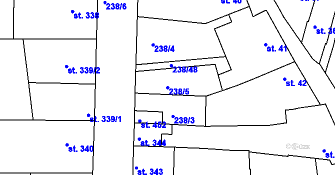 Parcela st. 238/5 v KÚ Žeravice u Kyjova, Katastrální mapa