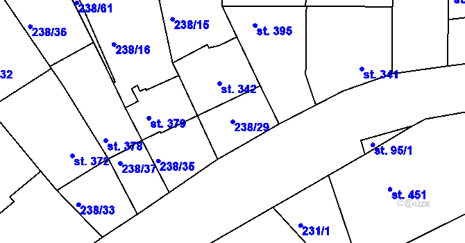 Parcela st. 238/29 v KÚ Žeravice u Kyjova, Katastrální mapa