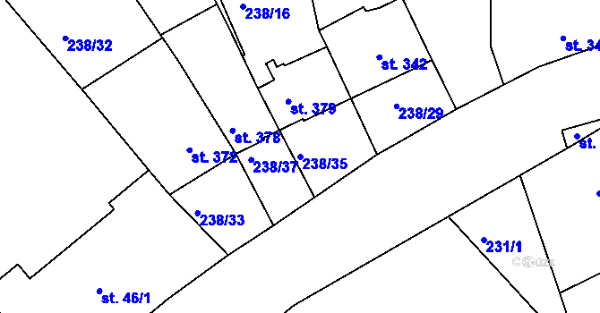 Parcela st. 238/35 v KÚ Žeravice u Kyjova, Katastrální mapa