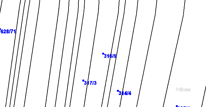 Parcela st. 316/5 v KÚ Žeravice u Kyjova, Katastrální mapa
